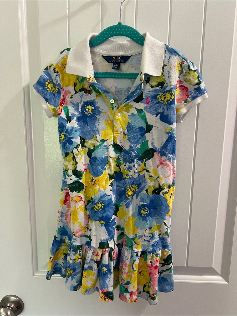 Polo by Ralph Lauren Girls' Floral Polo Dress in Blue, Yellow & White